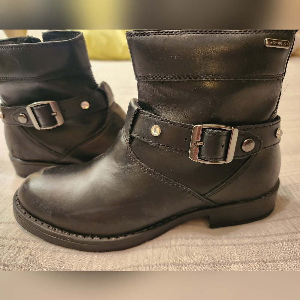 Youth Black Biker Boots by Geox